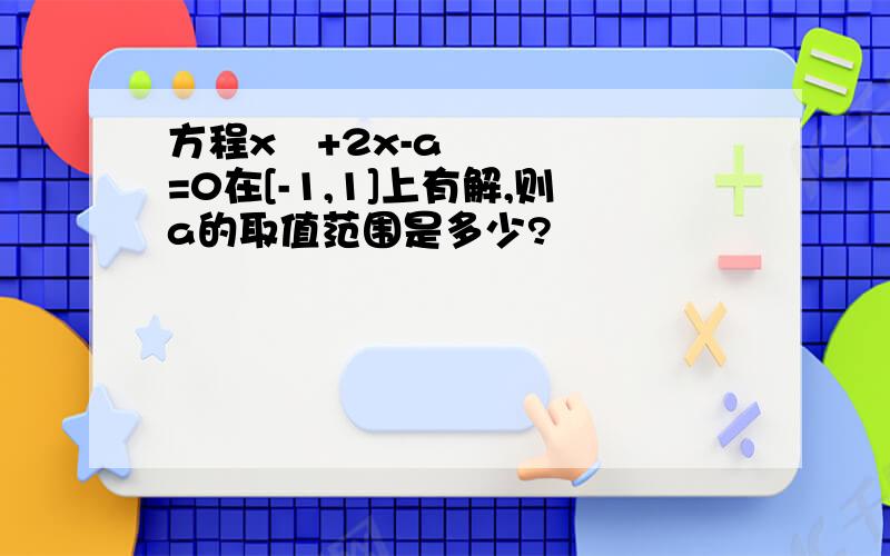 方程x²+2x-a=0在[-1,1]上有解,则a的取值范围是多少?