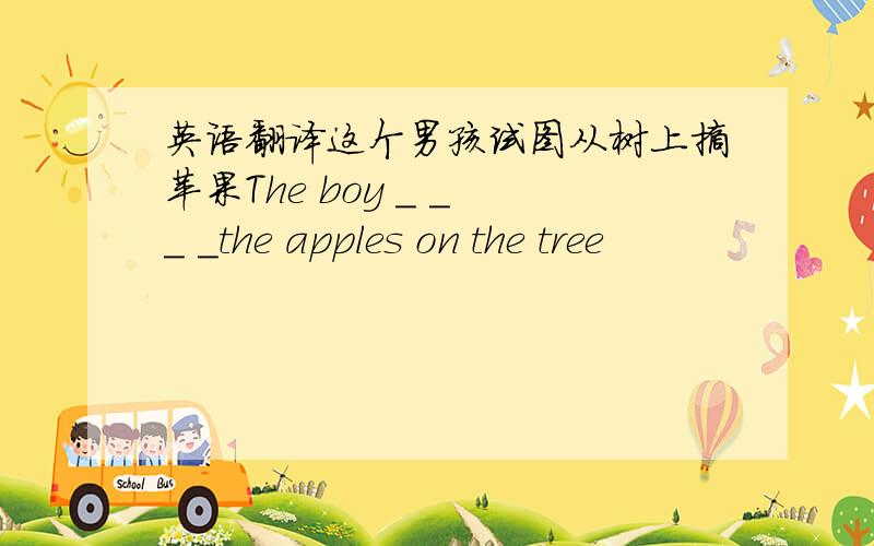 英语翻译这个男孩试图从树上摘苹果The boy _ _ _ _the apples on the tree