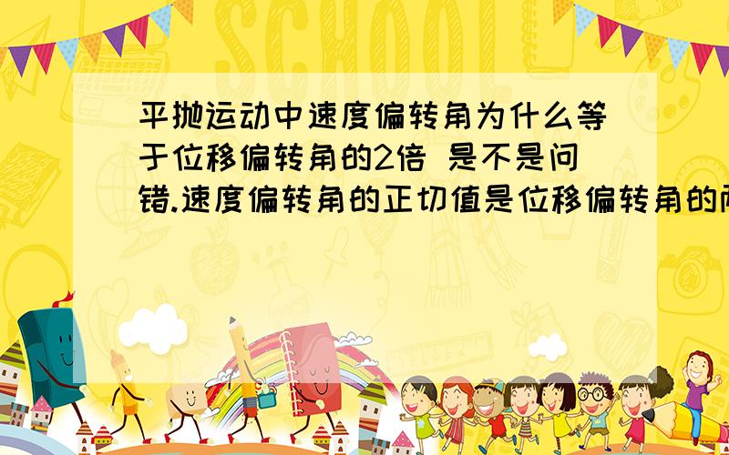 平抛运动中速度偏转角为什么等于位移偏转角的2倍 是不是问错.速度偏转角的正切值是位移偏转角的两倍.