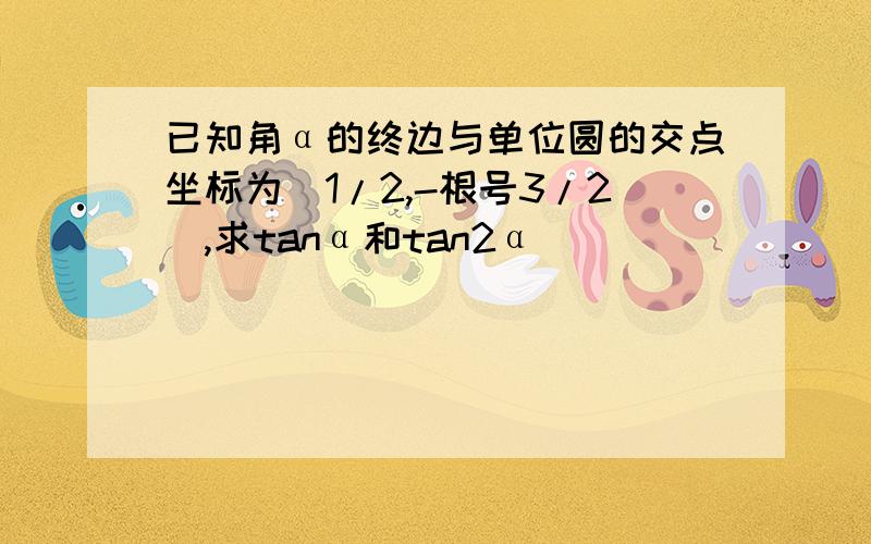 已知角α的终边与单位圆的交点坐标为(1/2,-根号3/2),求tanα和tan2α