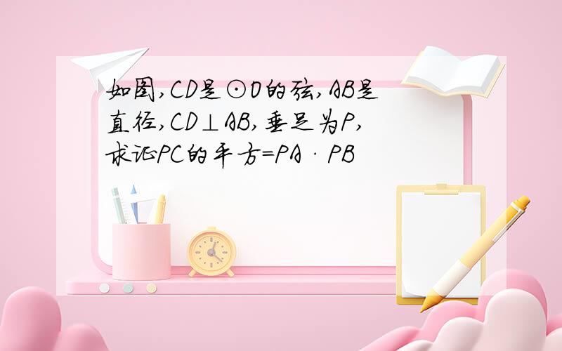 如图,CD是⊙O的弦,AB是直径,CD⊥AB,垂足为P,求证PC的平方=PA·PB