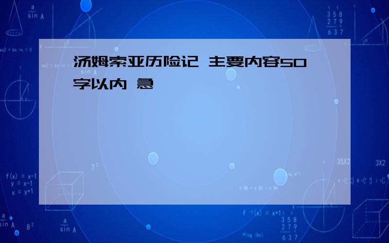 汤姆索亚历险记 主要内容50字以内 急