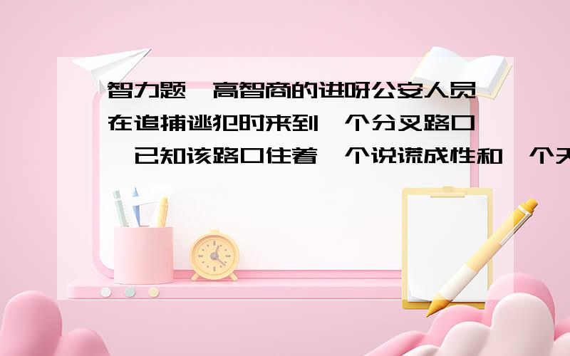 智力题,高智商的进呀公安人员在追捕逃犯时来到一个分叉路口,已知该路口住着一个说谎成性和一个天性诚实的俩公民,请问公安人员如何发问才能确定逃犯去向哪个是诚实的