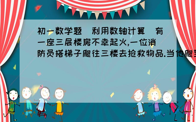 初一数学题(利用数轴计算)有一座三层楼房不幸起火,一位消防员搭梯子爬往三楼去抢救物品.当他爬到梯子正中间一级时,二楼窗口喷出火来,他就往下退了3级,等到火过去了,他又向上爬了7级,