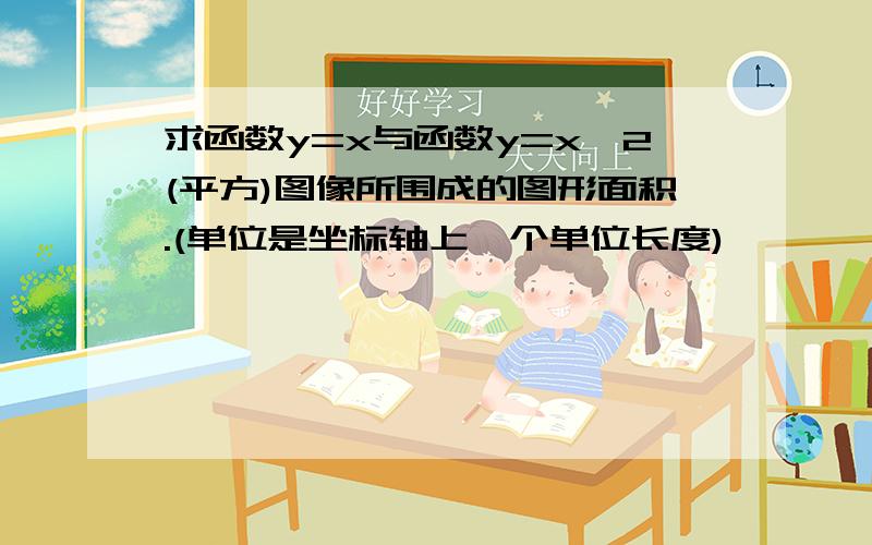 求函数y=x与函数y=x^2(平方)图像所围成的图形面积.(单位是坐标轴上一个单位长度)