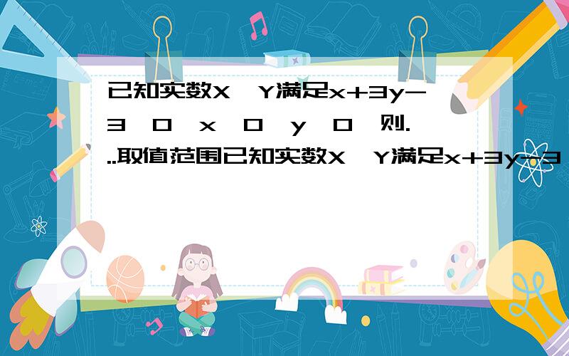 已知实数X,Y满足x+3y-3≤0,x≥0,y≥0,则...取值范围已知实数X,Y满足x+3y-3≤0,x≥0,y≥0,则z=（y+2）/（x-1）的取值范围为