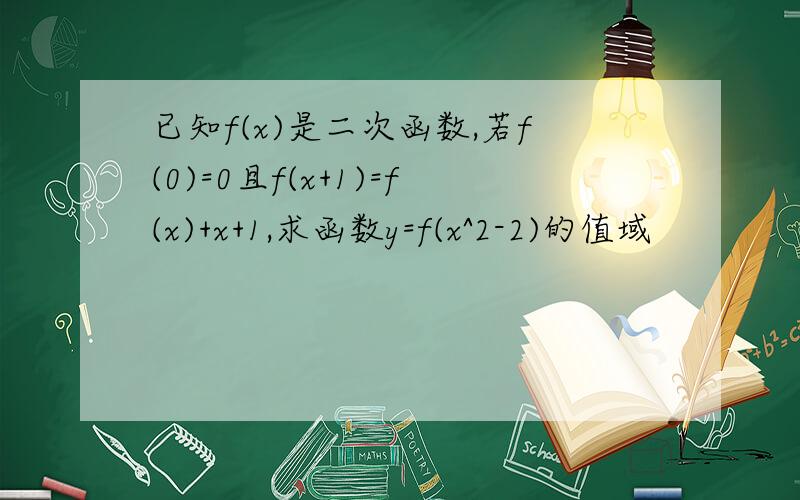 已知f(x)是二次函数,若f(0)=0且f(x+1)=f(x)+x+1,求函数y=f(x^2-2)的值域