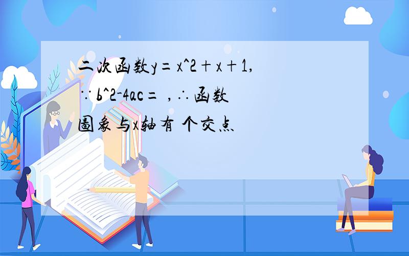 二次函数y=x^2+x+1,∵b^2-4ac= ,∴函数图象与x轴有 个交点