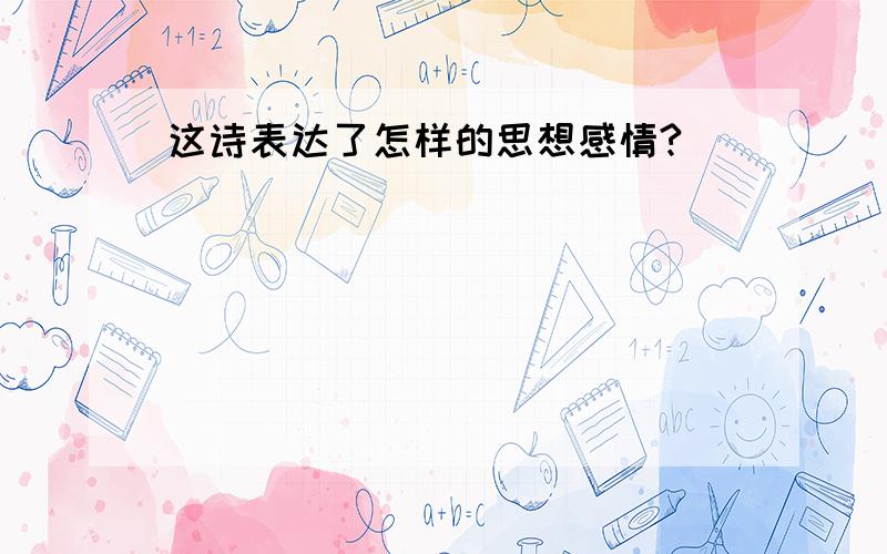 这诗表达了怎样的思想感情?