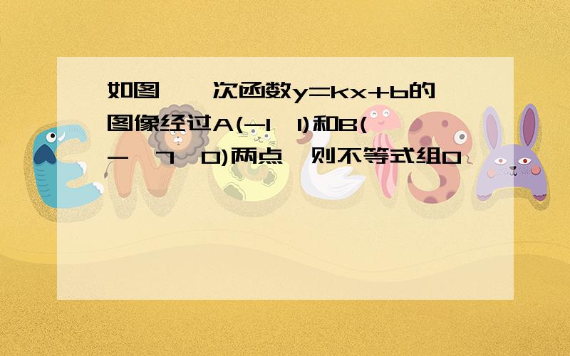 如图,一次函数y=kx+b的图像经过A(-1,1)和B(-√7,0)两点,则不等式组0