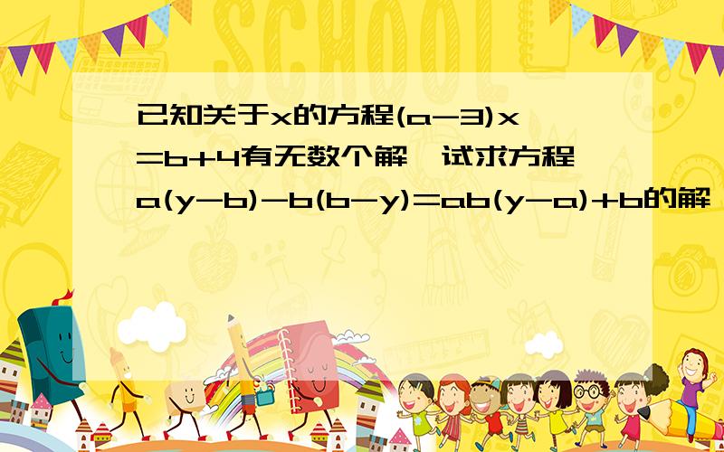 已知关于x的方程(a-3)x=b+4有无数个解,试求方程a(y-b)-b(b-y)=ab(y-a)+b的解