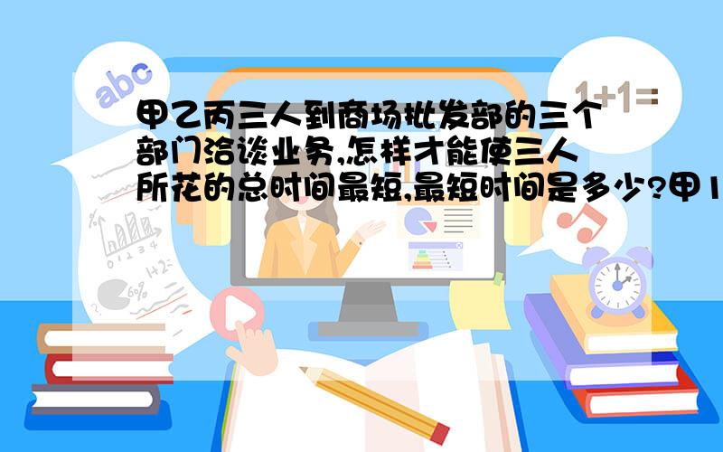 甲乙丙三人到商场批发部的三个部门洽谈业务,怎样才能使三人所花的总时间最短,最短时间是多少?甲10分钟就能洽谈定,乙要16分,丙要8分,怎样安排三人谈话的次序,才能使三人所花的总时间最