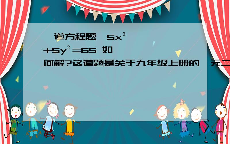 一道方程题,5x²+5y²=65 如何解?这道题是关于九年级上册的一元二次方程的。