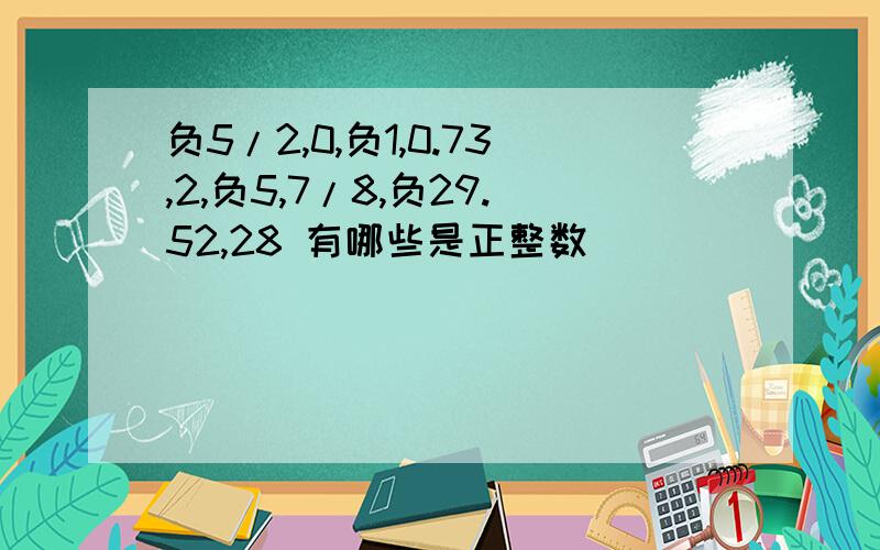 负5/2,0,负1,0.73,2,负5,7/8,负29.52,28 有哪些是正整数