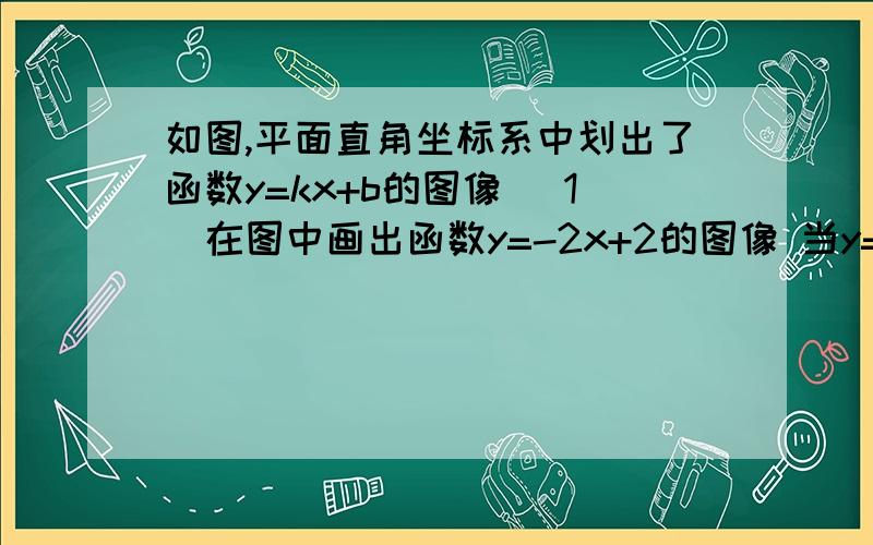 如图,平面直角坐标系中划出了函数y=kx+b的图像 （1)在图中画出函数y=-2x+2的图像 当y=kx+b的函数值大于函数y=-2x+2的函数值时.求x的取值范围