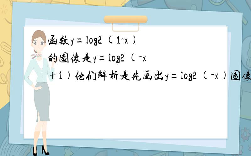 函数y=log2 (1-x)的图像是y=log2 (-x+1)他们解析是先画出y=log2 (-x)图像再向左平移一个单位过原点（0,0）y=log2 (-x)图像是关于Y轴对称过点（-1,0）向左平移一个单位不就是过点（-2,0）?到底怎么得到?