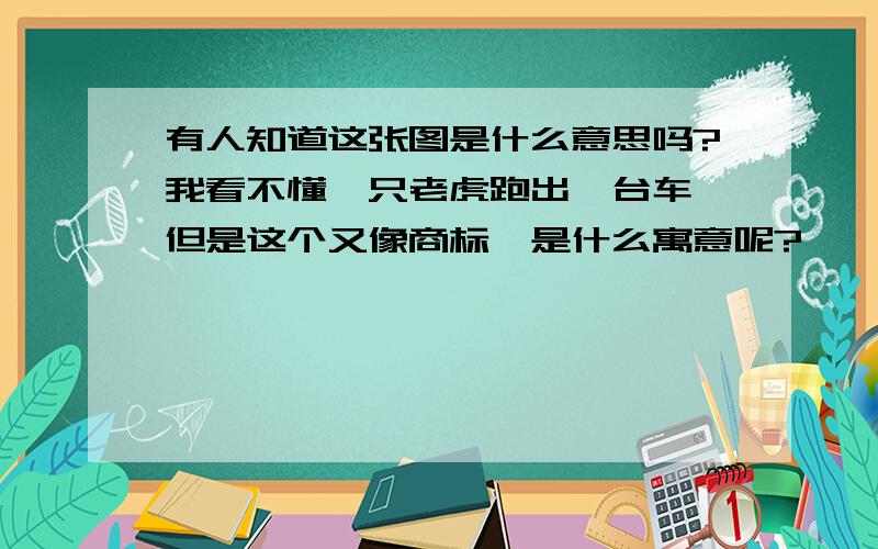 有人知道这张图是什么意思吗?我看不懂一只老虎跑出一台车,但是这个又像商标,是什么寓意呢?