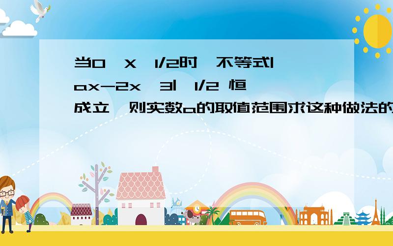 当0≤X≤1/2时,不等式|ax-2x^3|≤1/2 恒成立,则实数a的取值范围求这种做法的解析综上所述,a属于[-0.5,1.5]