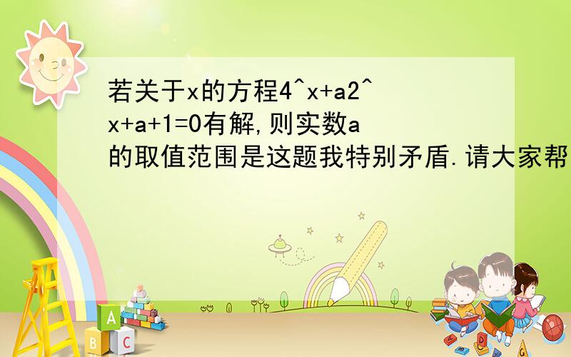 若关于x的方程4^x+a2^x+a+1=0有解,则实数a的取值范围是这题我特别矛盾.请大家帮帮忙看看.谢谢了.然后请详细过程。