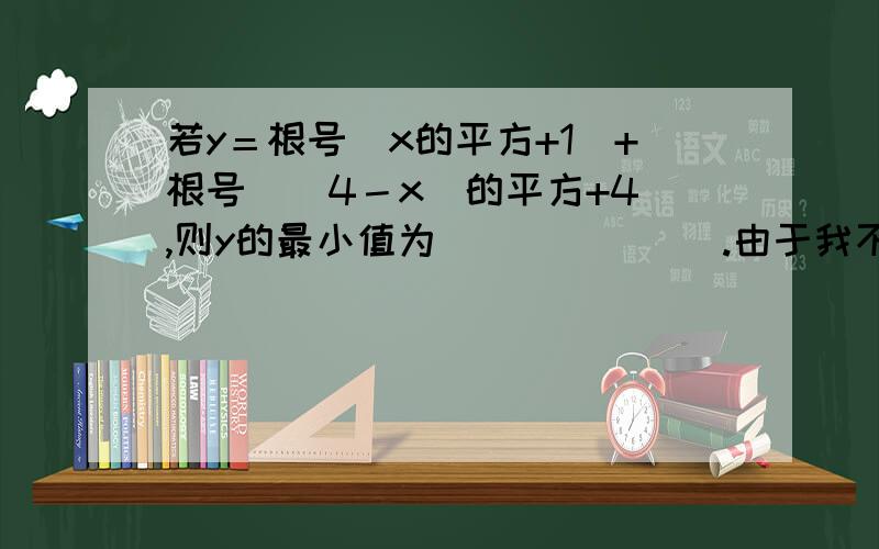 若y＝根号(x的平方+1)+根号[（4－x）的平方+4],则y的最小值为_______.由于我不会输入根号及平方,所以建议大家按照描述把题目写在纸上,