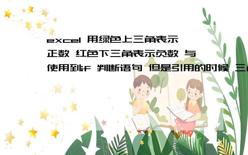 excel 用绿色上三角表示正数 红色下三角表示负数 与使用到if 判断语句 但是引用的时候 三角形颜色改变了6.98%▲-3.87%▼怎么处理?=IF(G7