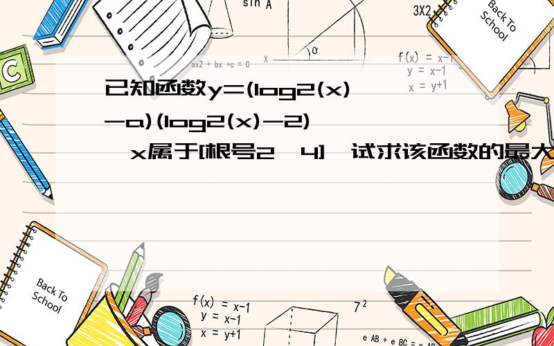 已知函数y=(log2(x)-a)(log2(x)-2),x属于[根号2,4],试求该函数的最大值g(a)