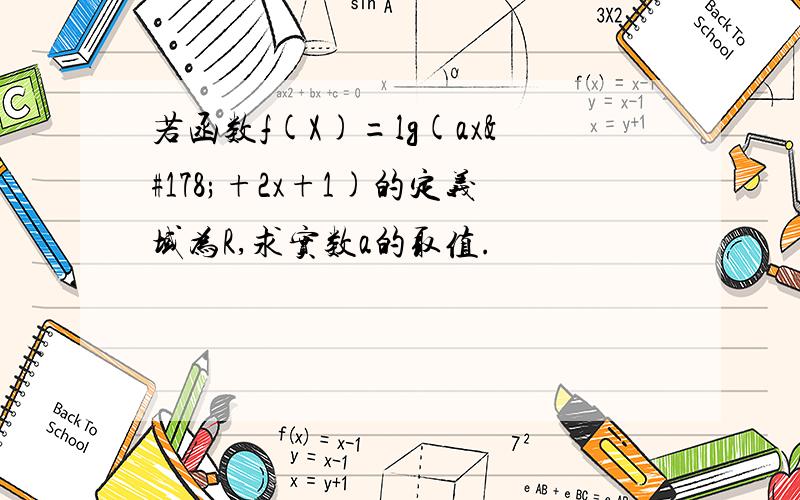 若函数f(X)=lg(ax²+2x+1)的定义域为R,求实数a的取值.