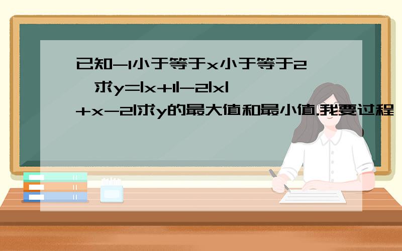 已知-1小于等于x小于等于2,求y=|x+1|-2|x|+x-2|求y的最大值和最小值.我要过程