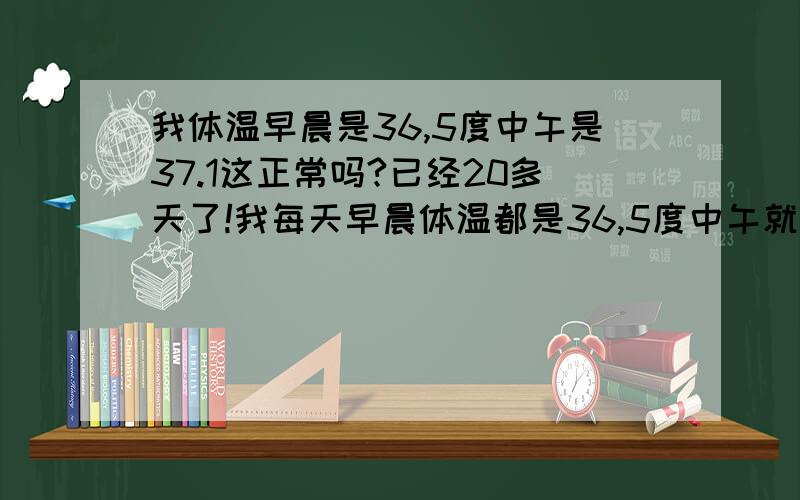 我体温早晨是36,5度中午是37.1这正常吗?已经20多天了!我每天早晨体温都是36,5度中午就升到37.1度已经20天了这正常吗?正常人会在多少阿?