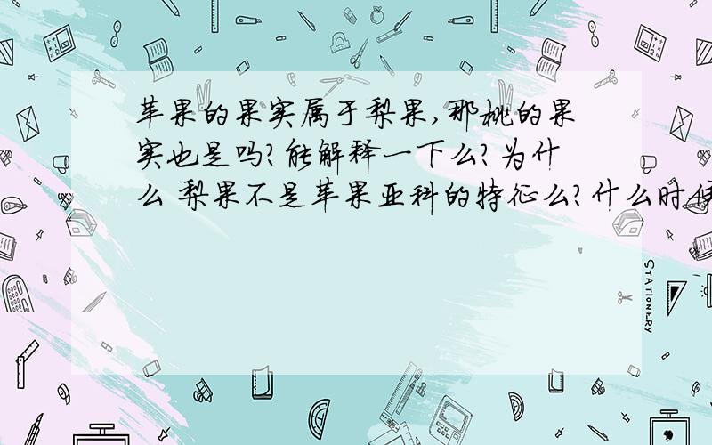 苹果的果实属于梨果,那桃的果实也是吗?能解释一下么？为什么 梨果不是苹果亚科的特征么？什么时候成蔷薇科的了