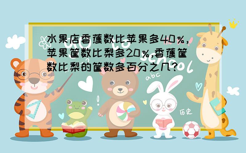 水果店香蕉数比苹果多40％,苹果筐数比梨多20％,香蕉筐数比梨的筐数多百分之几?