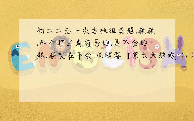 初二二元一次方程组类题,额额,那个打三角符号的,是不会的题.朕实在不会,求解答【第六大题的（1）,（2）题；第七大题的（2）题】