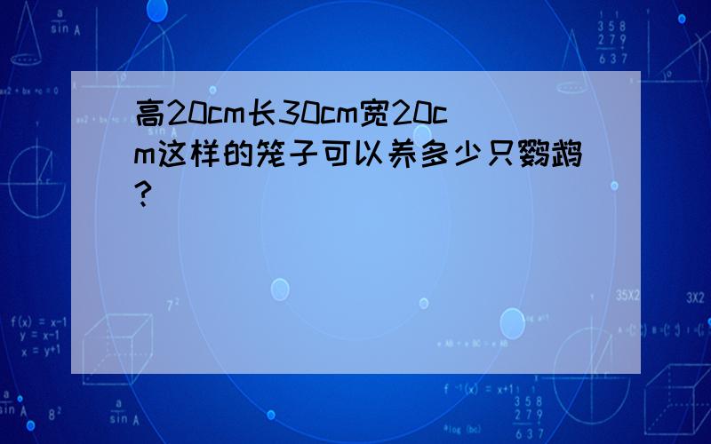 高20cm长30cm宽20cm这样的笼子可以养多少只鹦鹉?