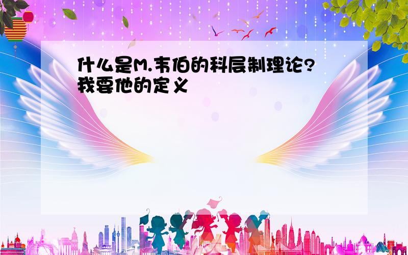 什么是M.韦伯的科层制理论?我要他的定义