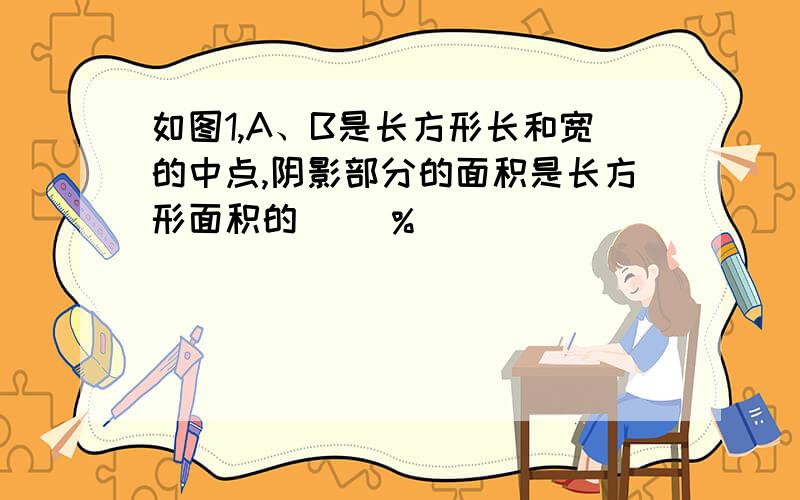 如图1,A、B是长方形长和宽的中点,阴影部分的面积是长方形面积的（ ）%