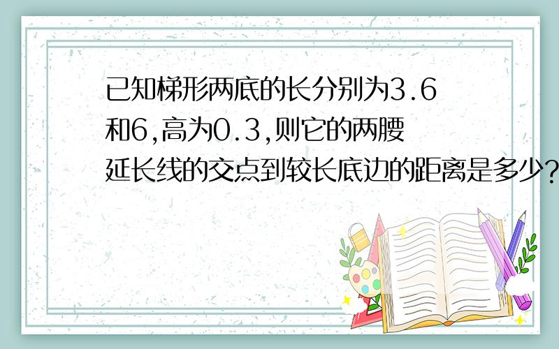 已知梯形两底的长分别为3.6和6,高为0.3,则它的两腰延长线的交点到较长底边的距离是多少?