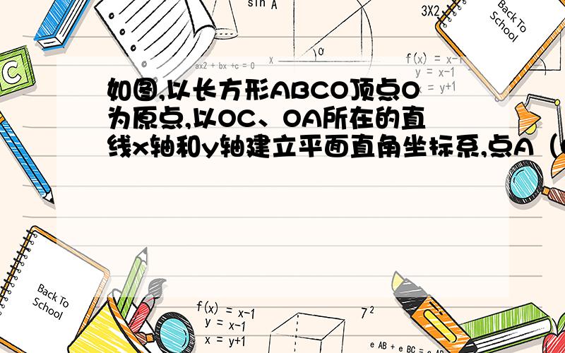 如图,以长方形ABCO顶点O为原点,以OC、OA所在的直线x轴和y轴建立平面直角坐标系,点A（0,a）,C（b,0）满足