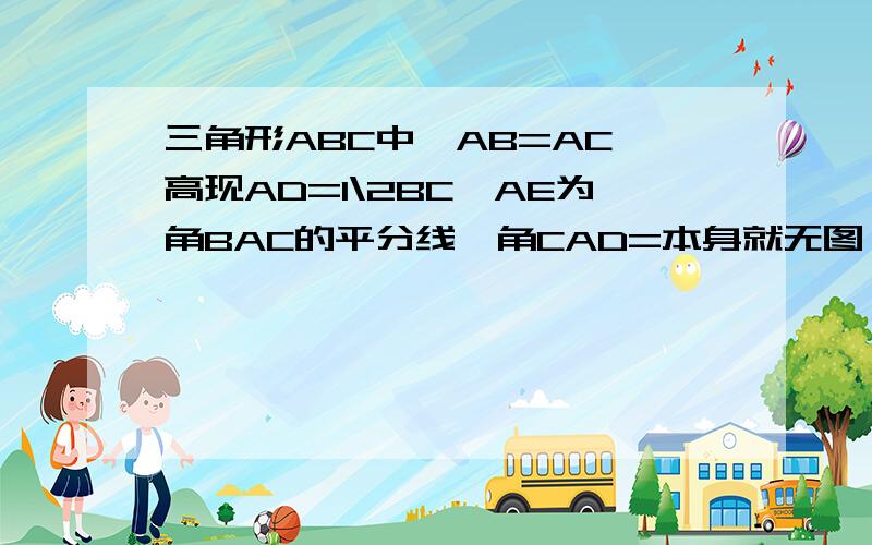 三角形ABC中,AB=AC,高现AD=1\2BC,AE为角BAC的平分线,角CAD=本身就无图