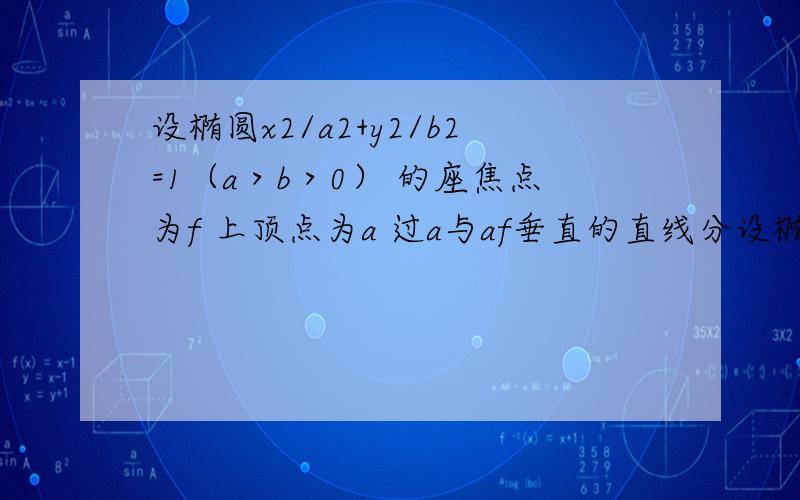 设椭圆x2/a2+y2/b2=1（a＞b＞0） 的座焦点为f 上顶点为a 过a与af垂直的直线分设椭圆x2/a2+y2/b2=1（a＞b＞0） 的座焦点为f 上顶点为a 过a与af垂直的直线分别交椭圆和x轴正半轴于p,q两点 且向量ap=8/5