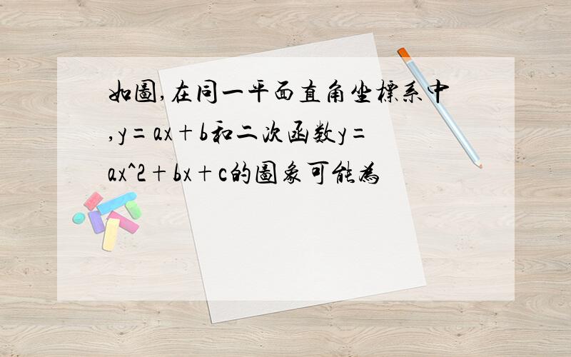 如图,在同一平面直角坐标系中,y=ax+b和二次函数y=ax^2+bx+c的图象可能为