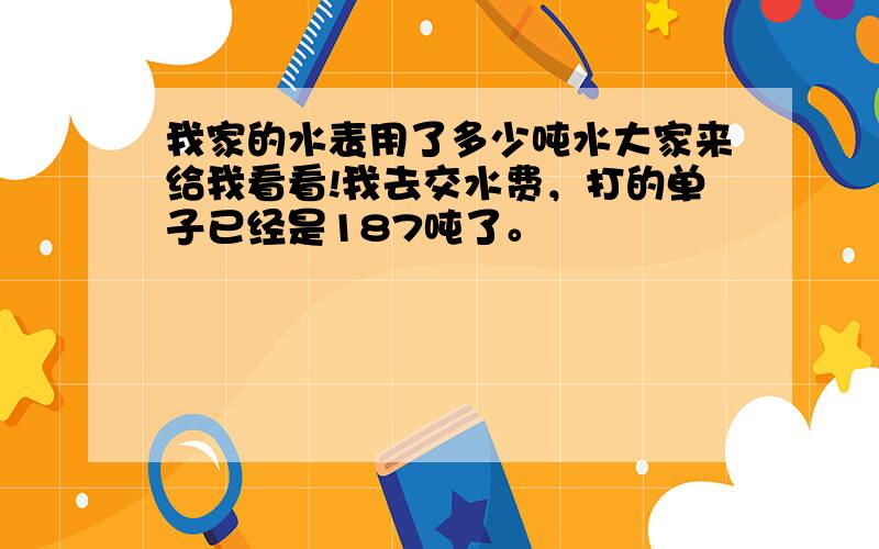 我家的水表用了多少吨水大家来给我看看!我去交水费，打的单子已经是187吨了。