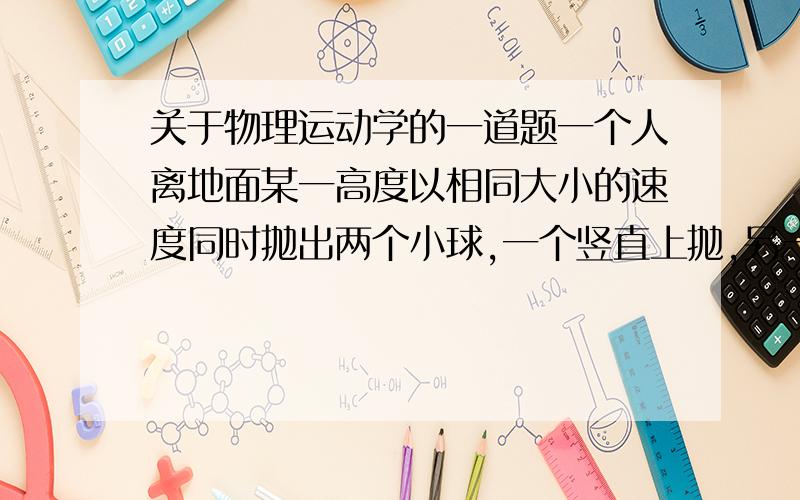 关于物理运动学的一道题一个人离地面某一高度以相同大小的速度同时抛出两个小球,一个竖直上抛,另一个竖直下抛,这两个小球落地时间差为△t,则这两个小球的初速度大小为?