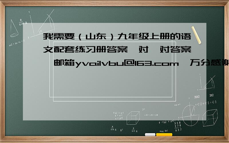 我需要（山东）九年级上册的语文配套练习册答案,对一对答案,邮箱yvailvbu@163.com,万分感谢