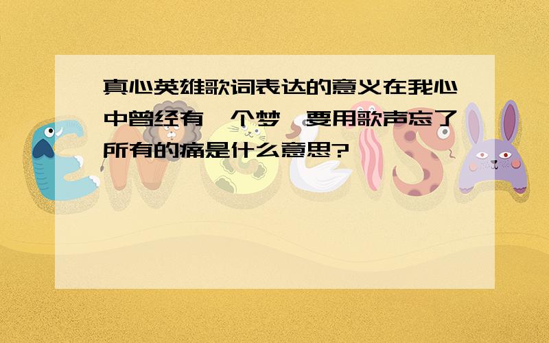 真心英雄歌词表达的意义在我心中曾经有一个梦,要用歌声忘了所有的痛是什么意思?