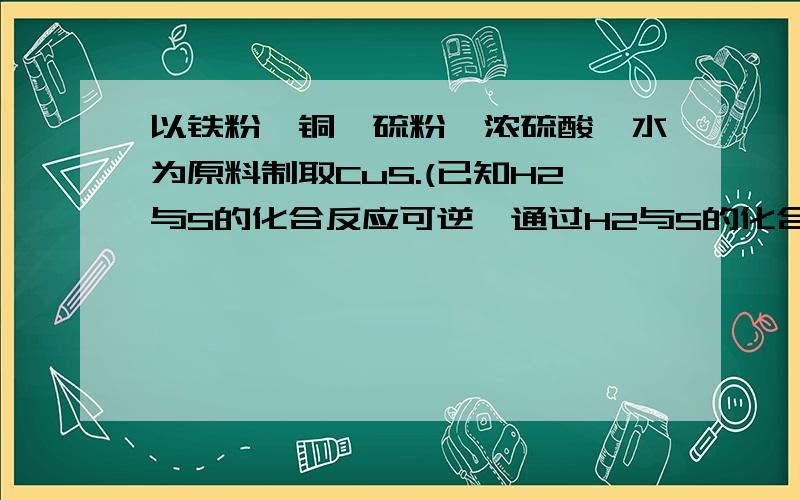 以铁粉、铜、硫粉、浓硫酸、水为原料制取CuS.(已知H2与S的化合反应可逆,通过H2与S的化合制H2S不合理）,请写出简要的操作步骤：a.___________;b.___________；c.___________；d.___________；e.___________