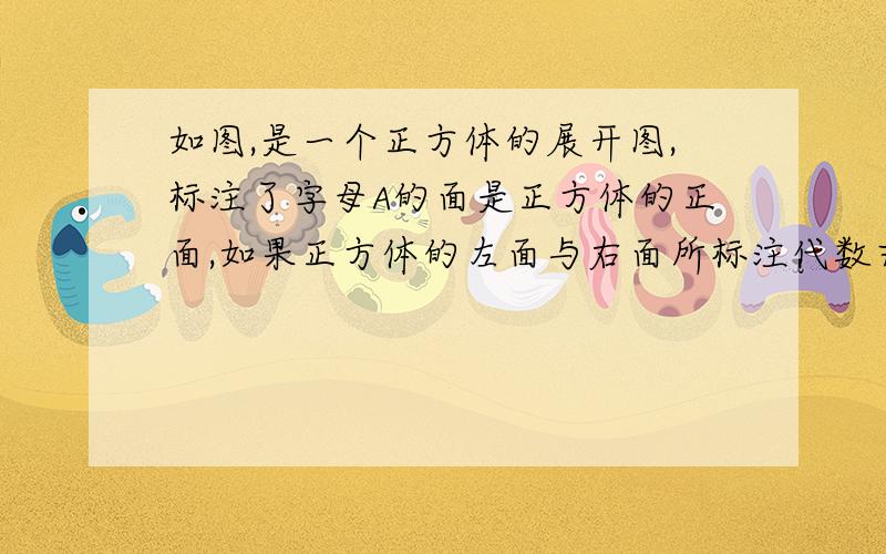 如图,是一个正方体的展开图,标注了字母A的面是正方体的正面,如果正方体的左面与右面所标注代数式的值相等,求x的值