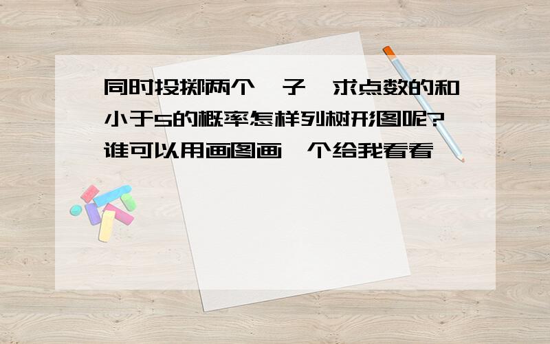 同时投掷两个骰子,求点数的和小于5的概率怎样列树形图呢?谁可以用画图画一个给我看看……