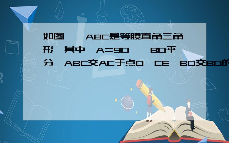 如图,△ABC是等腰直角三角形,其中∠A=90°,BD平分∠ABC交AC于点D,CE⊥BD交BD的延长线于点E求证：BD=2CE