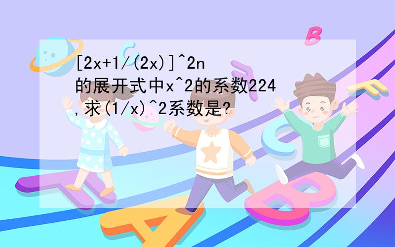 [2x+1/(2x)]^2n的展开式中x^2的系数224,求(1/x)^2系数是?