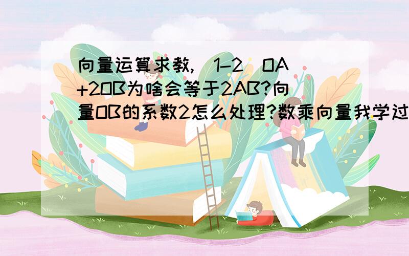 向量运算求教,(1-2)OA+2OB为啥会等于2AB?向量OB的系数2怎么处理?数乘向量我学过啊,可是系数不同的情况下该怎么办.